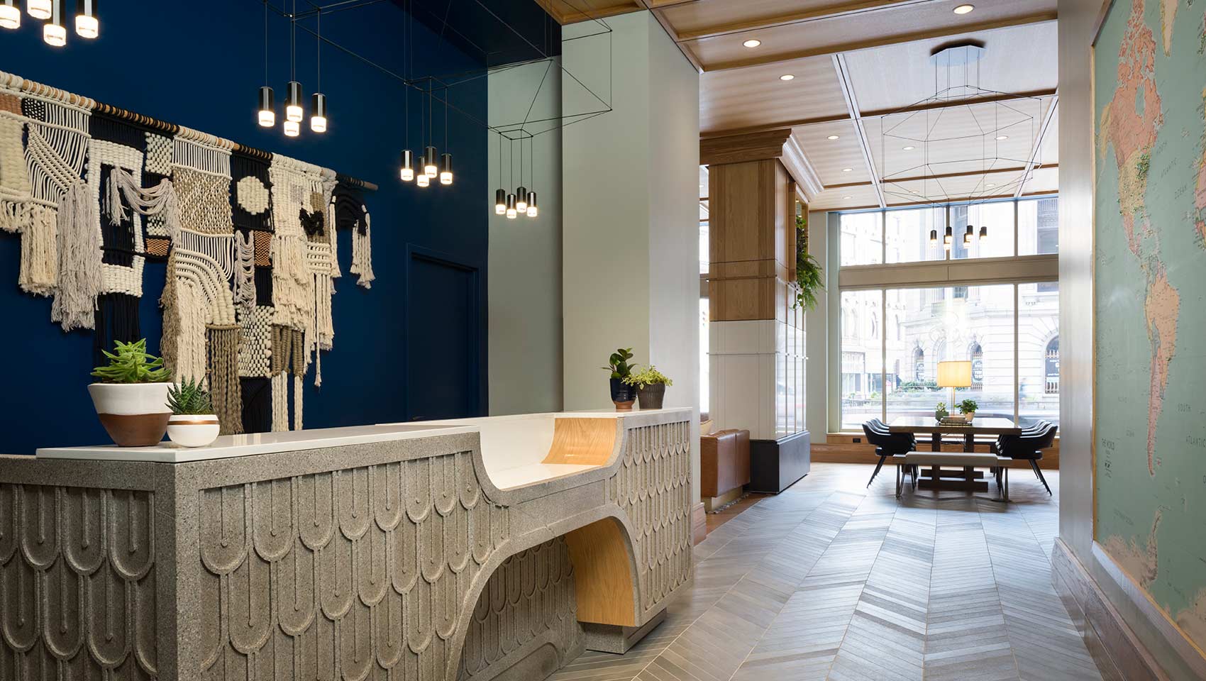 Reception area for Kimpton Schofield Hotel