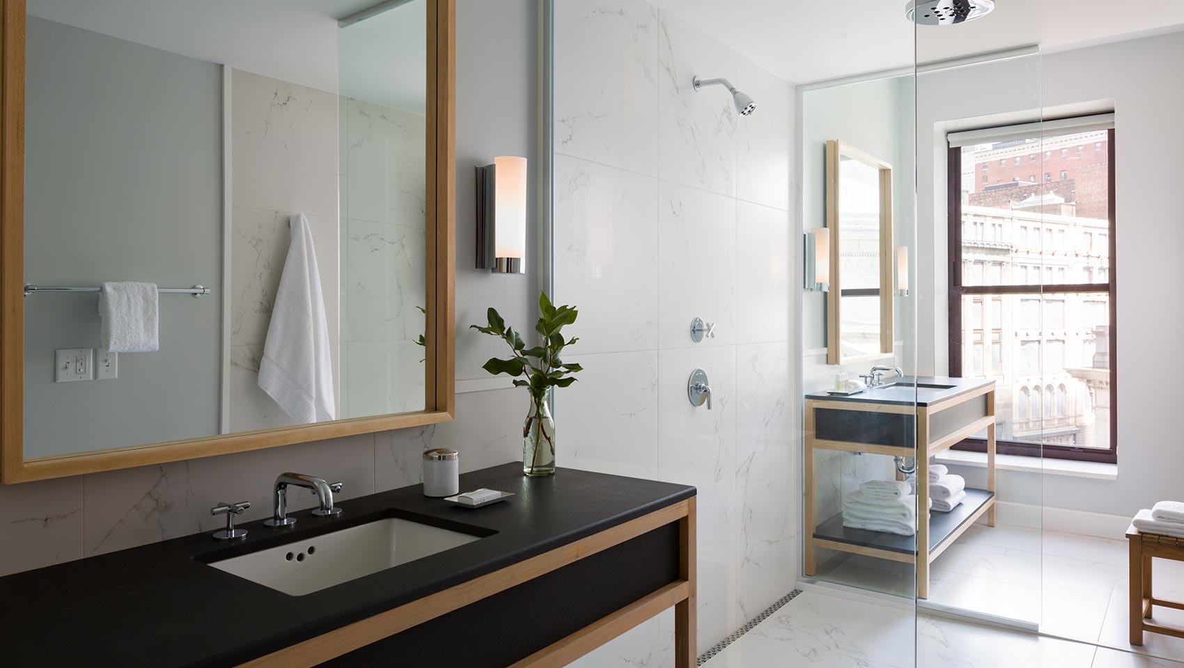Guestroom bathroom at Kimpton Schofield Hotel